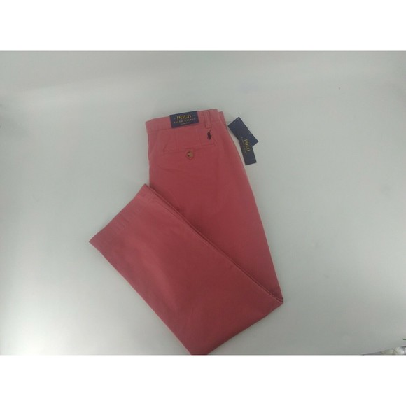 POLO RALPH LAUREN CLASSIC FIT CHINOS PANTS MENS SIZE 34X32 RED COLOR ZIP FLY NWT